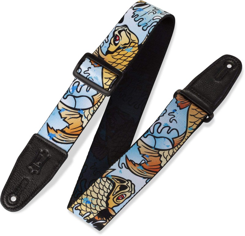Levy's Leathers 2" Wide Polyester Guitar Strap with Genuine Leather Ends; Large Koi Fish Motif (MPD2-009)